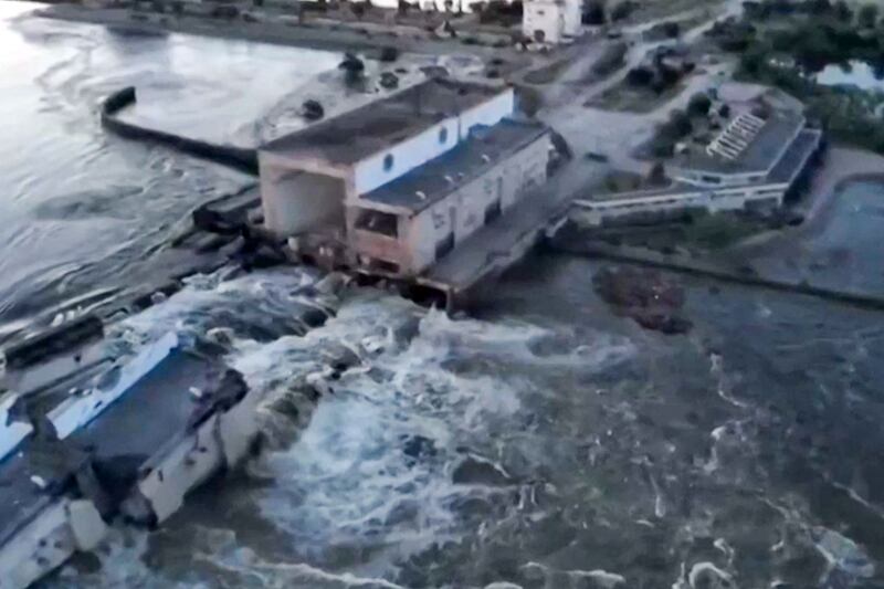 The hydroelectric dam was “completely destroyed”, Ukraine’s state hydro power generating company said. AFP