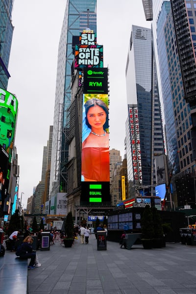 Moroccan singer Rym Fikri's photo recently appeared on Spotify's digital advertisement hoardings in New York's famed Times Square. Photo: Spotify