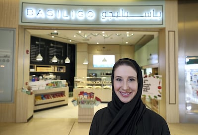 Abu Dhabi, United Arab Emirates - July 25, 2019: Justine Corrado is the founder of Basiligo, a healthy eating restaurant and meal plan service, based in Abu Dhabi. Thursday the 25th of July 2019. Abu Dhabi. Chris Whiteoak / The National
