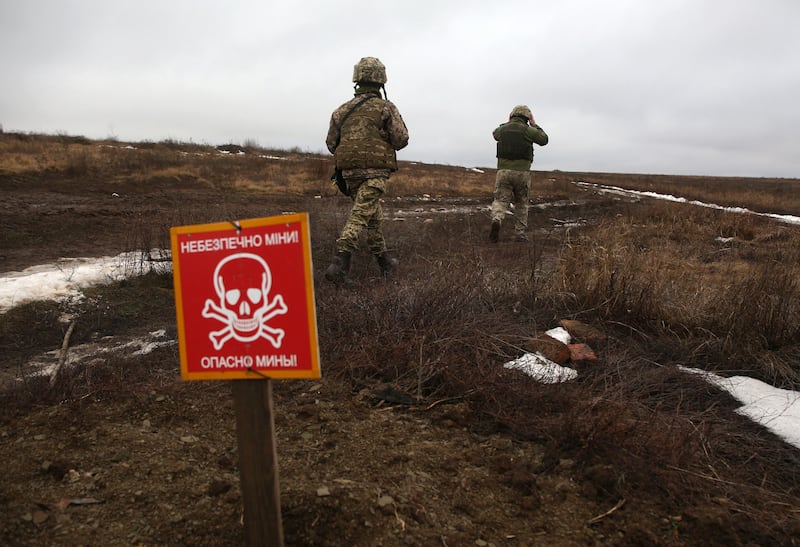 A minefield in the Donetsk region, a scene of much fighting in recent years. AFP