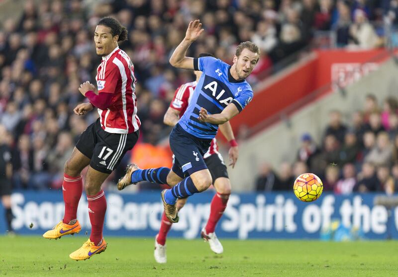 Harry Kane beating Virgil van Dijk before scoring his side's first goal against Southampton on December 19, 2015. PA