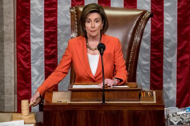 US House Speaker Nancy Pelosi presides over the vote on moving forward with the impeachment inquiry against President Donald Trump on October 31, 2019.AP Photo