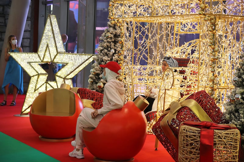The decorations at Mall of The Emirates' Winter Wonderland Festive Market. Pawan Singh / The National
