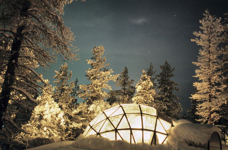 Daisy Gilardini - slide N. FN29. Glass igloo.Lapland - Finland February 2003