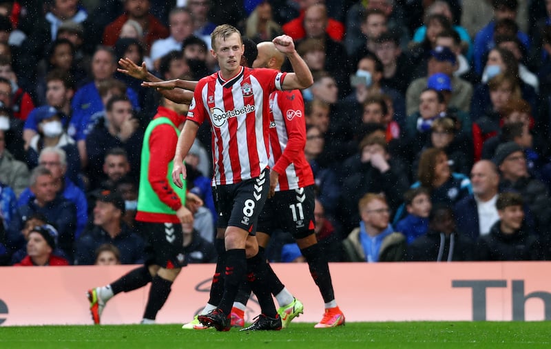 James Ward-Prowse celebrates scoring for Southampton. Getty