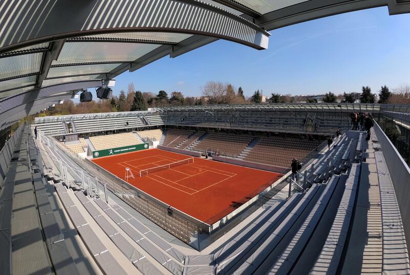 FILE PHOTO: Overall view of the new tennis court Simonne Mathieu by architect Marc Mimram during its opening ceremony at Roland Garros stadium in Paris, France, March 21, 2019.   REUTERS/Charles Platiau/File Photo