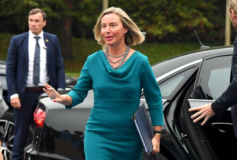 European Union Foreign Policy Chief Federica Mogherini arrives for the second day of the informal meeting of the EU Foreign Ministers in Helsinki, Finland on August 30, 2019.  / AFP / LEHTIKUVA / Jussi Nukari
