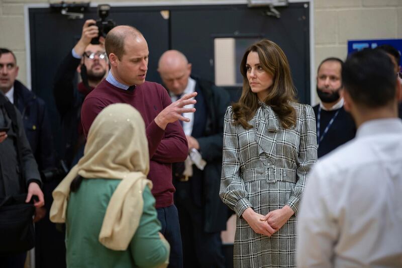 The couple spoke to locals about the activities and workshops offered at Khidmat Centre in Bradford. AP