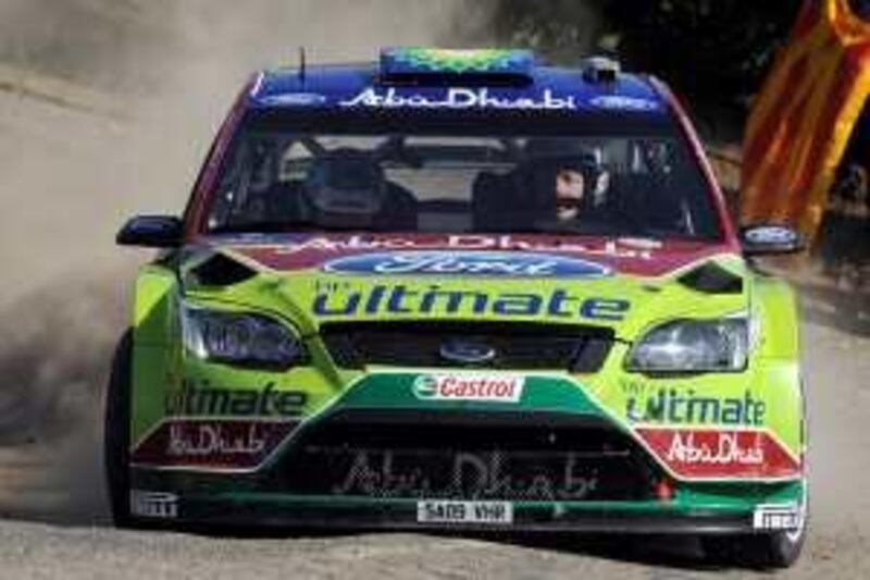 SALOU, SPAIN - OCTOBER 04:  Mikko Hirvonen of Finland and Jarmo Lehtinen of Finland compete in their BP Abu Dhabi Ford Focus during Leg 3 of the WRC Rally de Espana on October 04, 2009  in Salou, Spain.   (Photo by Massimo Bettiol/Getty Images) *** Local Caption ***  GYI0058559426.jpg *** Local Caption ***  GYI0058559426.jpg