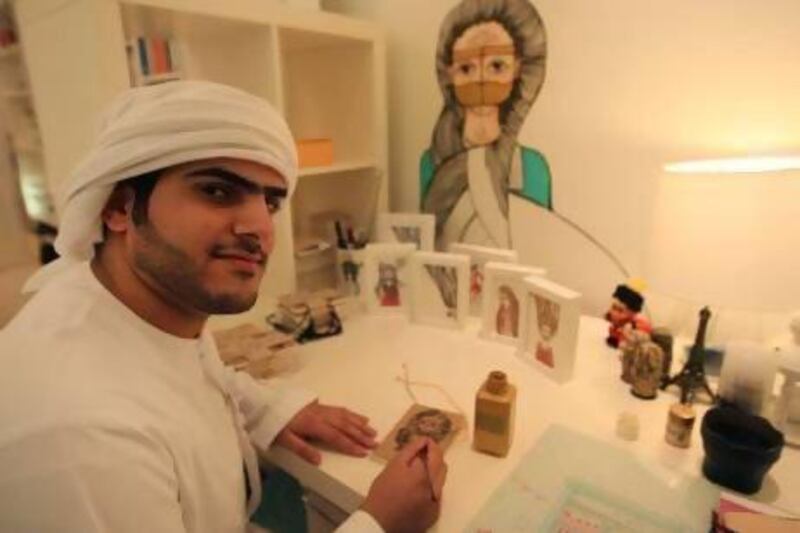 Young Emirati artist and creator Mohammed Al Mehairi started a business where art meets culture called Begsha “Made in the UAE” and wants every piece to tell a story from the past. Ravindranath K / The National