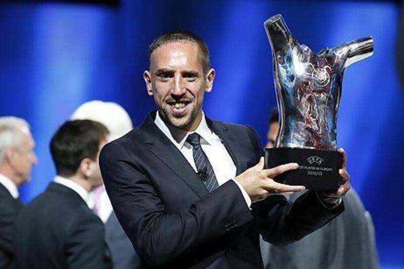 Franck Ribery was voted Uefa Best Player of the 2012/13 season, edging out Lionel Messi and Cristiano Ronaldo. The Frenchman helped Bayern Munich win last season's competition. Sebastien Nogier / EPA