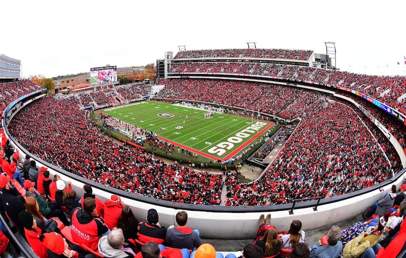ATHENS, GA - NOVEMBER 24: A general view of Sanford Stadium during the game between the Georgia Bulldogs and the Georgia Tech Yellow Jackets on November 24, 2018 in Athens, Georgia.   Scott Cunningham/Getty Images/AFP
