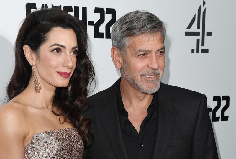 LONDON, ENGLAND - MAY 15: Amal Clooney and George Clooney attend the "Catch 22" UK premiere on May 15, 2019 in London, United Kingdom. (Photo by Stuart C. Wilson/Getty Images)