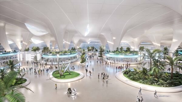 An artist's impression of the passenger terminal to be built at Al Maktoum International Airport. Photo: Dubai Airports