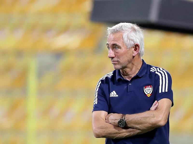 The UAE manager Bert van Marwijk during the game between the UAE and Vietnam in the World cup qualifiers at the Zabeel Stadium, Dubai on June 15th, 2021. Chris Whiteoak / The National. 
Reporter: John McAuley for Sport