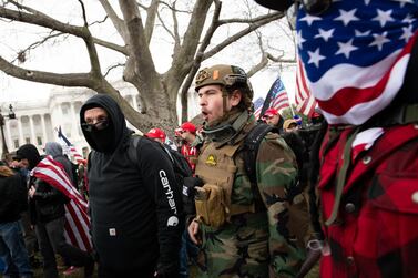 Demonstrators gather during a protest outside of the US Capitol building in Washington, DC, on January 6, 2021. Bloomberg