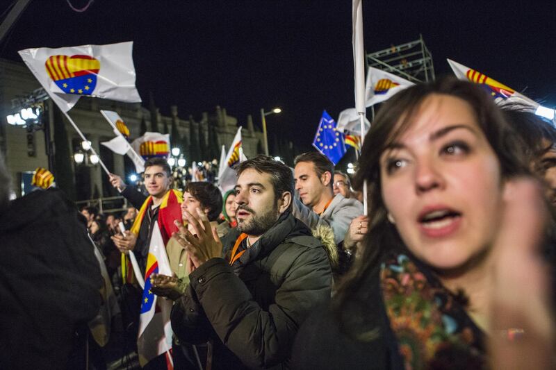 Together for Catalonia – the party led by deposed Catalan president, Carles Puigdemont – took 34 seats, the Catalan Republican Left (ERC) took 32 and the far-left, anti-capitalist Popular Unity Candidacy took four.  Guillem Sartorio / Bloomberg