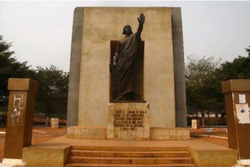 A statue of Behanzin, the 11th and last king of independent Dahomey, at Place Goho in Abomey.