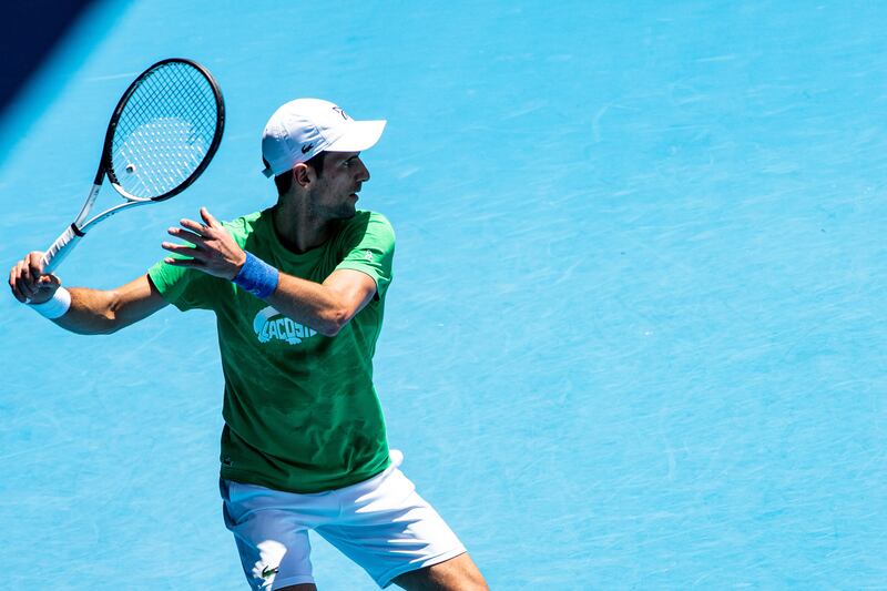 Novak Djokovic in training. EPA