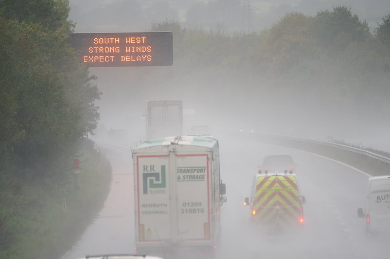 A warning for drivers amid poor conditions on the M5 motorway in southern England. PA