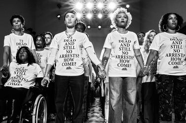 Singer Emeli Sandé and model Adwoa Aboah stood in solidarity with Grenfell survivors at the opening of London Fashion Week. Emeli Sande / Instagram 