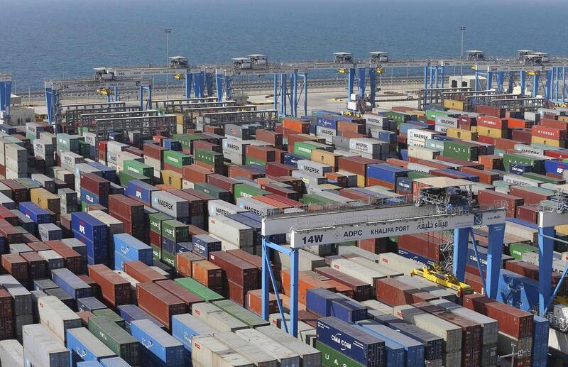 Khalifa Port can currently handles about 2 million TEUs twenty-foot equivalent units per year. Reuters