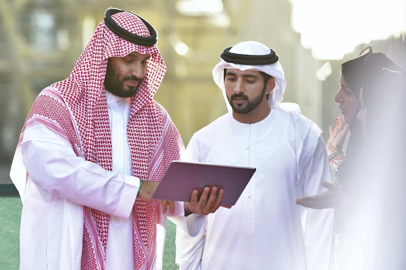 Dubai Crown Prince Hamdan bin Mohammed and Saudi Crown Prince Mohammed bin Salman visit Expo2020 Dubai on the second day of his visit to the UAE. Wam