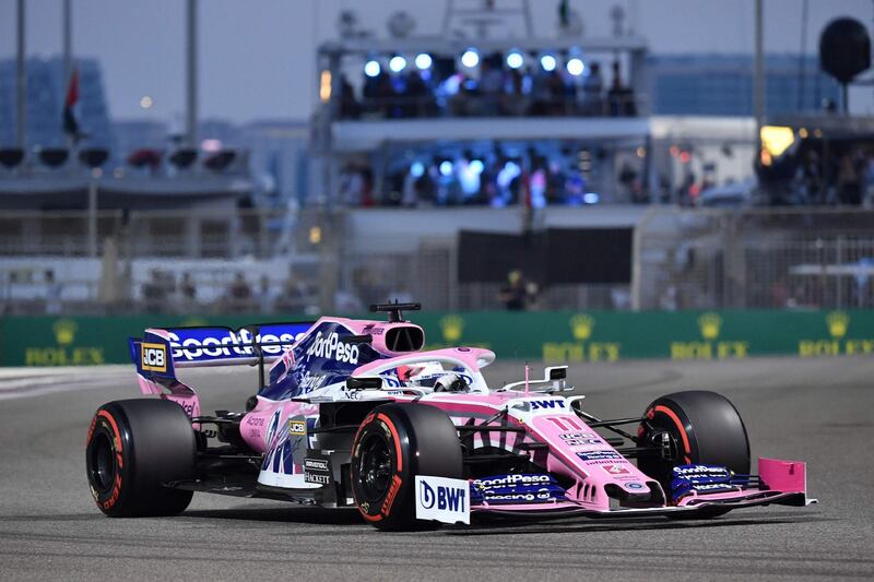 Racing Point's Sergio Perez during qualifying at the Yas Marina Circuit in Abu Dhabi. AFP
