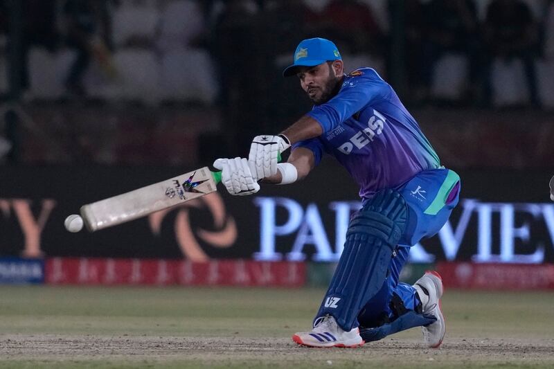 Multan Sultans' Usman Khan made a half century in the Pakistan Super League final against Islamabad United in Karachi on Monday, March 18, 2024. AP
