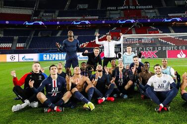 Paris Saint-Germain mock Erlin Haaland's goal celebration after the win over Borussia Dortmund.