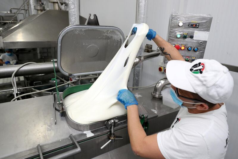 Sharjah, United Arab Emirates - Reporter: Kelly Clarke. News. Food. Production manager, Alessandro Nicotra. Italian Dairy Products is a factory in Sharjah that makes mozzarella cheese the Italian way using local UAE ingredients. Monday, February 15th, 2021. Dubai. Chris Whiteoak / The National