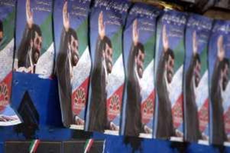 Posters of Mahmoud Ahmadinejad in Tehran during the 2005 Presidential elections.