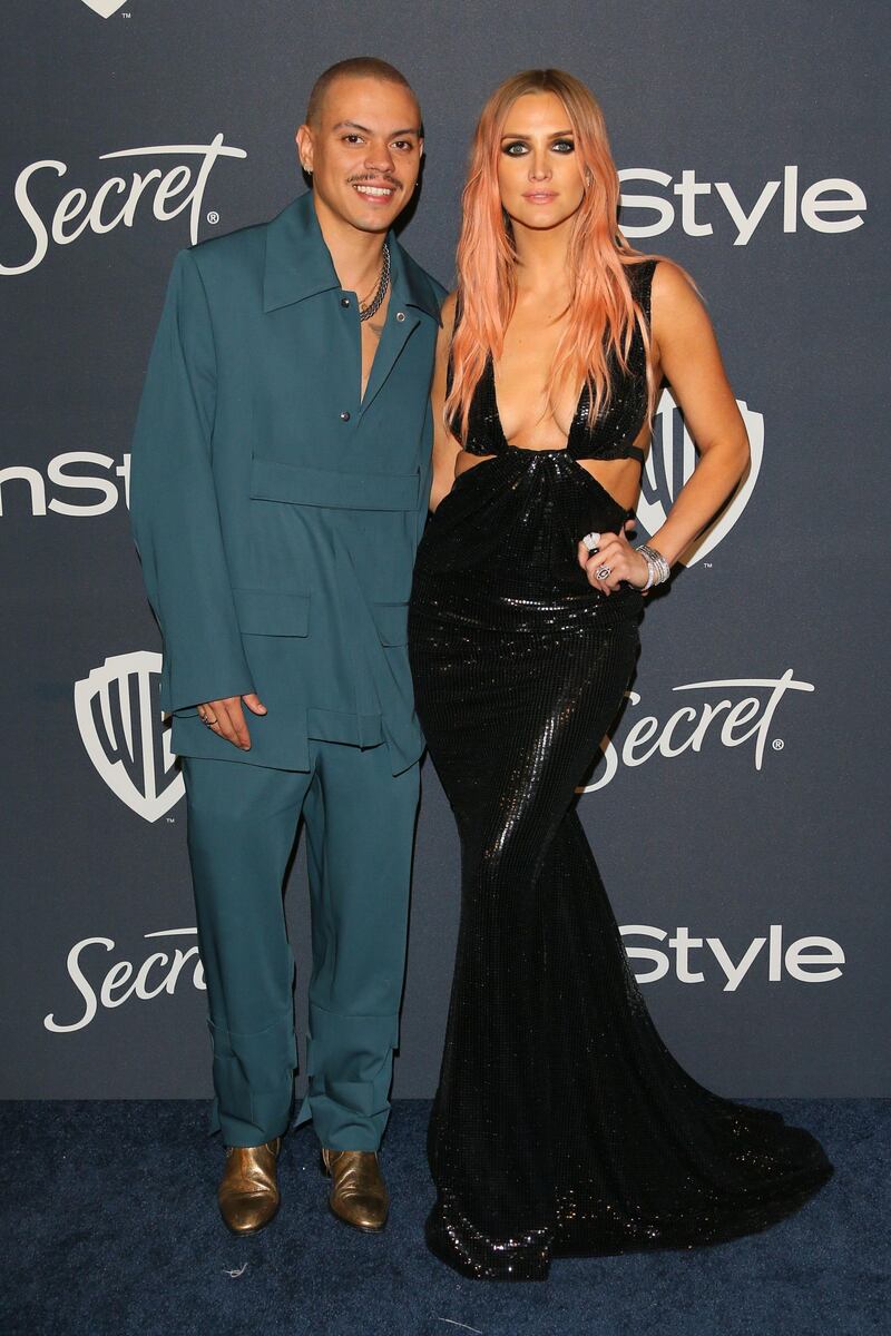 Ashlee Simpson and Evan Ross attend the 21st Annual InStyle And Warner Bros. Pictures Golden Globe afterparty in Beverly Hills, California on January 5, 2020. AFP