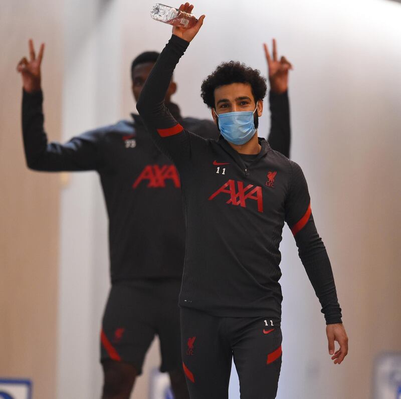 KIRKBY, ENGLAND - MAY 21: (THE SUN OUT, THE SUN ON SUNDAY OUT) Mohamed Salah of Liverpool during a training session at AXA Training Centre on May 21, 2021 in Kirkby, England. (Photo by Andrew Powell/Liverpool FC via Getty Images)