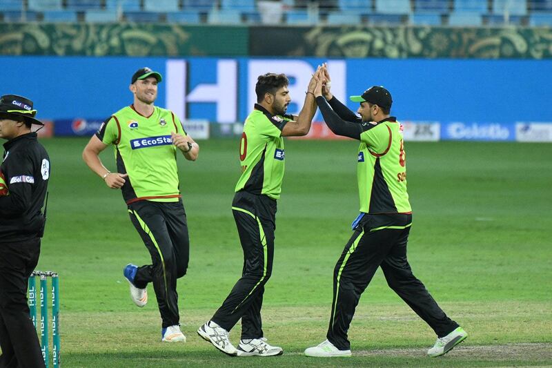 Lahore Qalandars bowler Haris Rauf, centre, definitely lived up to the hype on his PSL bow.