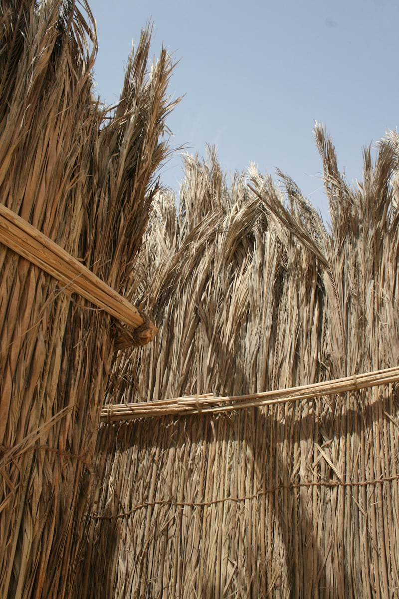 An arish house in Liwa, where 800 houses built from palm leaf once stood