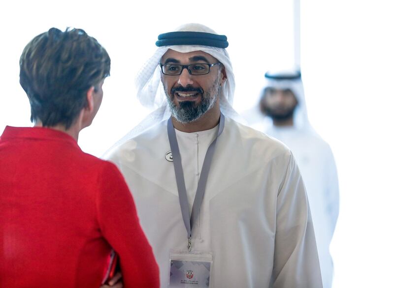 Abu Dhabi, United Arab Emirates, March 25, 2019.  -Ghadan 21 announcement 
of XPrize. -- H.E. sheikh Khalid bin Mohamed, member of the Abu Dhabi Executive Council and chairman of the Executive Committee, Hub71 chats with Becky Anderson,
Victor Besa/The National
Section:  NA
Reporter:  Kelly Warner