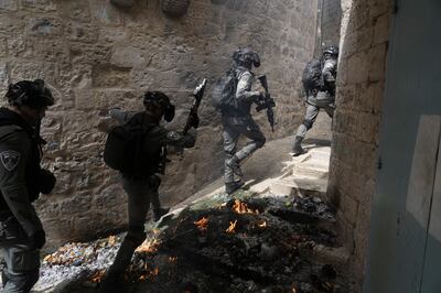 Israeli police in the Old City of Jerusalem on Sunday. AP