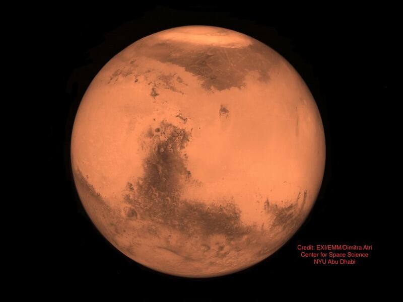 'What a spectacular view of Mars captured by the UAE's @HopeMarsMission! Created this image from the data released today and HAD to share!' Photo: @cosmicatri