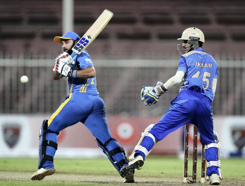 Sharjah, United Arab Emirates - October 17, 2018: Shafiqullah of the Nangarhar Leopards bats during the game between Balkh Legends and Nangarhar Leopards in the Afghanistan Premier League. Wednesday, October 17th, 2018 at Sharjah Cricket Stadium, Sharjah. Chris Whiteoak / The National