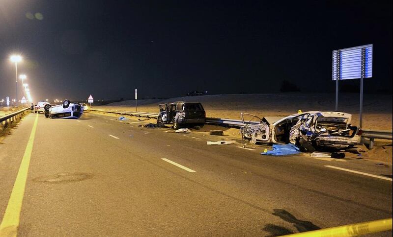 Readers react angrily over the death of four people in an accident on Monday  on University City Road, heading towards Al Warqa roundabout. Photo courtesy Dubai Police 
