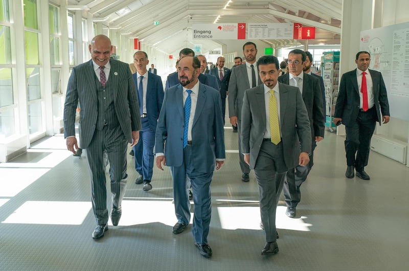 Dr Sheikh Sultan bin Mohammed Al Qasimi, Ruler of Sharjah, takes a tour of the fair. Courtesy Sharjah Media Corporation