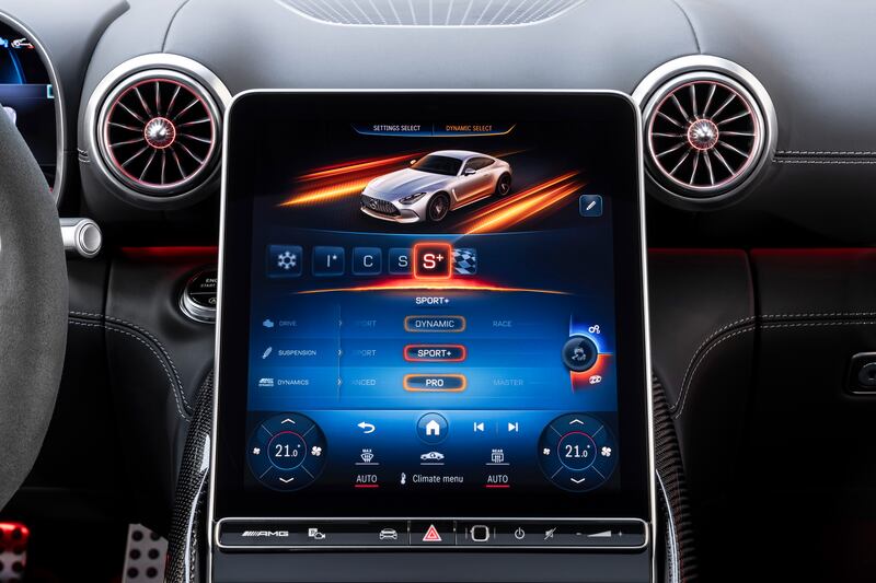 The new GT’s cockpit layout combines  traditional design elements with the latest digitised interfaces