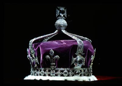 LONDON, UNITED KINGDOM - APRIL 19:  The Crown Of Queen Elizabeth The Queen Mother (1937) Made Of Platinum And Containing The Famous Koh-i-noor Diamond Along With Other Gems.  (Photo by Tim Graham/Getty Images)