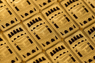 Gold bullion bars depicting the the Kaaba in Makkah, released by the Royal Mint. PA 