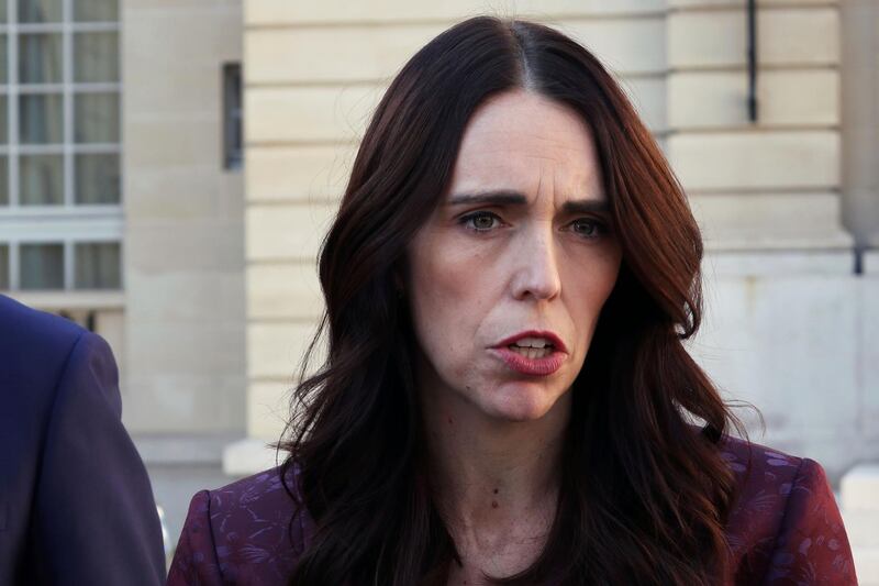 New Zealand Prime Minister Jacinda Ardern gives a press conference, at the OECD headquarters, in Paris, Tuesday, May 14, 2019. The leaders of France and New Zealand will make a joint push to eliminate acts of violent extremism from being shown online, in a meeting with tech leaders in Paris on Wednesday. (AP Photo/Thibault Camus)