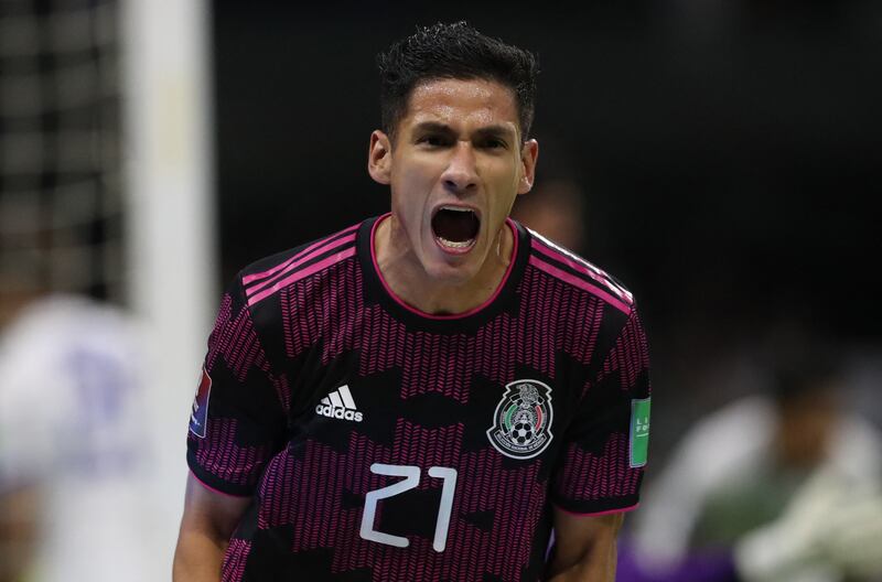 Mexico's Uriel Antuna celebrates scoring their first goal. Reuters