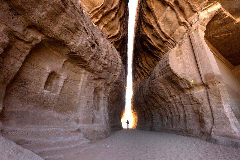 An ancient Nabataean carved tomb at AlUla, a high-profile destination for tourists in the kingdom. AFP