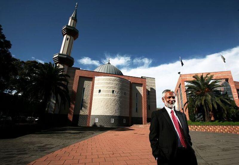 Dr Intaj Ali, Principal of Malek Fahd Islamic School in the Sydney suburb of Greenacre, outside his school.