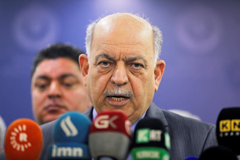 Iraqi Oil Minister Thamer Ghadhban speaks to the media at the ministry's headquarters in Baghdad, Iraq May 16, 2019. REUTERS/Khalid Al-Mousily